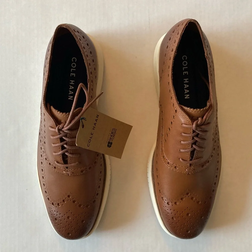 NWT Cole Haan Miles Leather Wingtip Oxford Tan Non-Slip Men’s Shoes